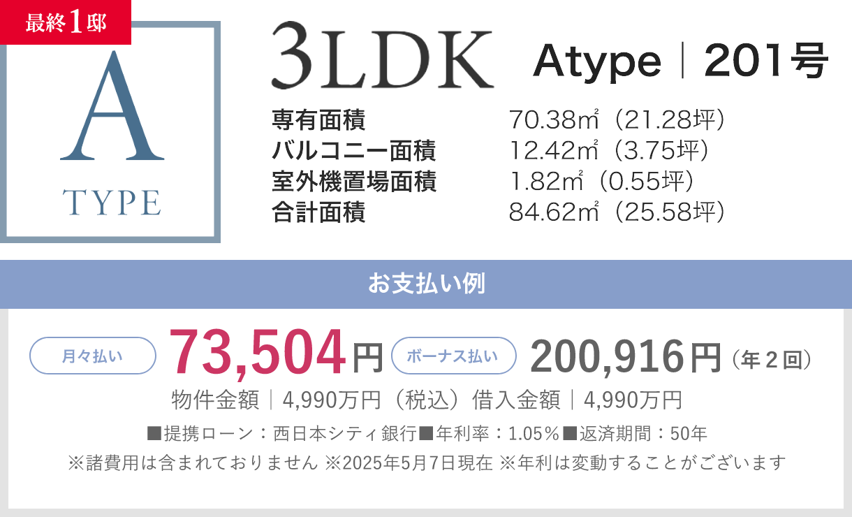 3LDK Atype 支払例