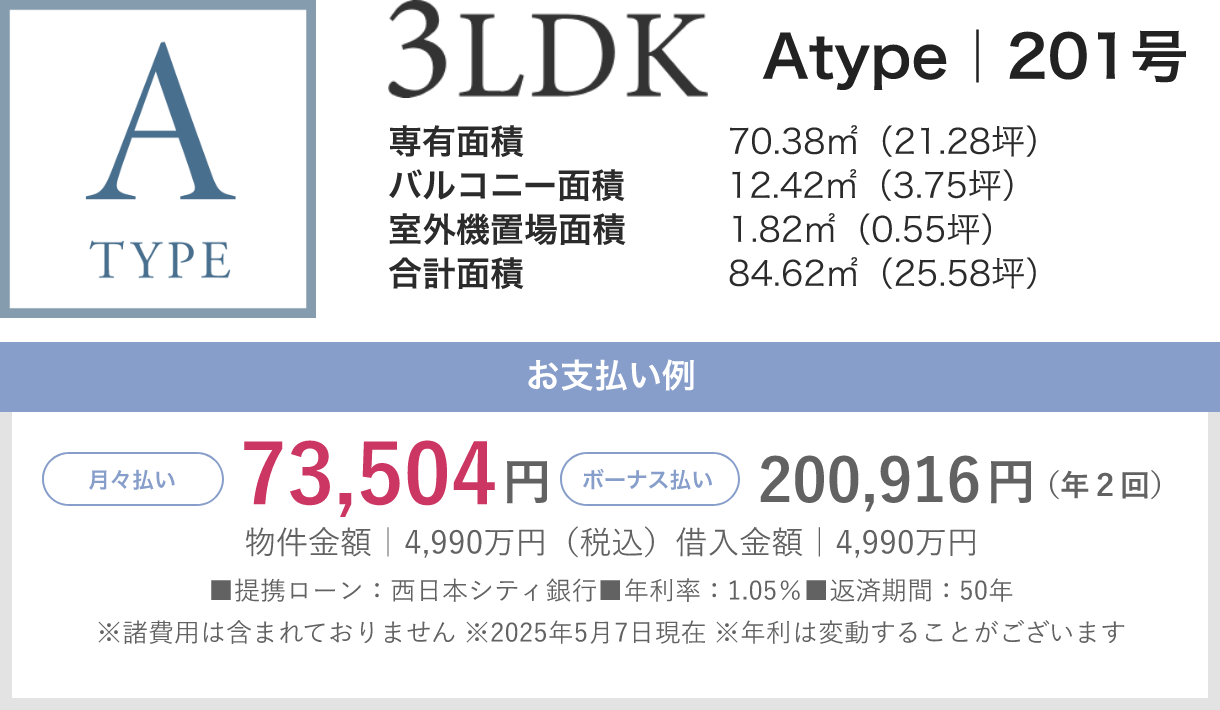 3LDK Atype 支払例